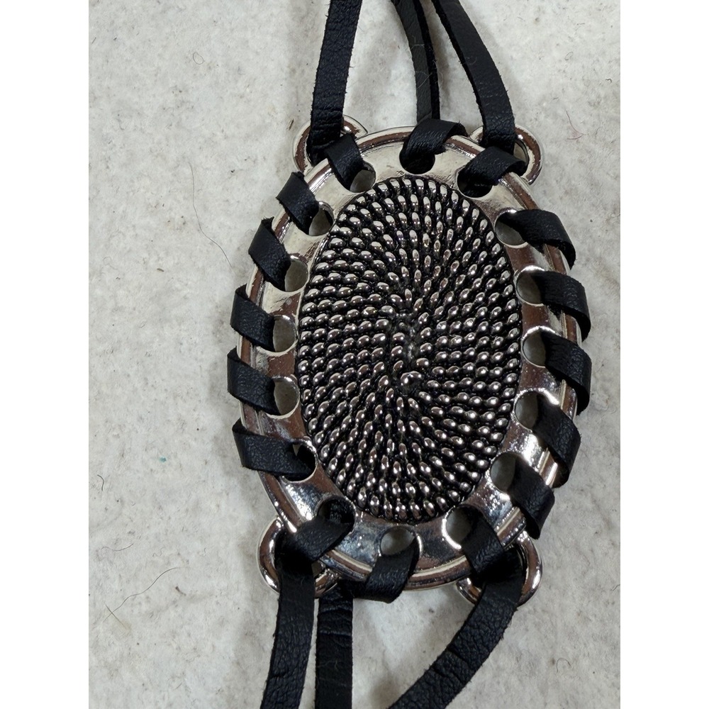Womens Boho Western Concho Chain Belt Black Silver Festival Y2K Adjustable - Picture 15 of 16
